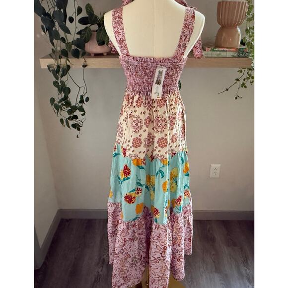 Nanette Lepore Play Tiered Patchwork Floral Maxi Dress Cottagecore Boho Size S - Picture 2 of 11